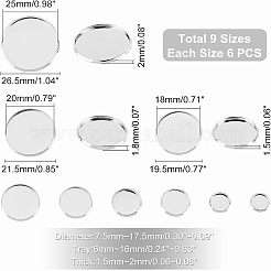 54Pcs 9 Style 304 Stainless Steel Plain Edge Bezel Cups&nbsp;STAS-UN0024-87S