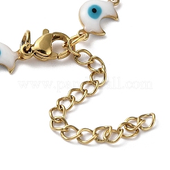 Moon with Evil Eye Enamel Link Chain Bracelet&nbsp;BJEW-G683-01G