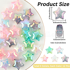 60Pcs 5 Colors UV Plating Transparent Crackle Acrylic Beads&nbsp;OACR-PA0001-04