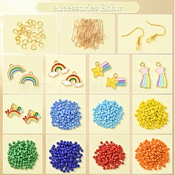 Rainbow Color Seed Beads DIY Earring Making Kits&nbsp;DIY-FS0006-68