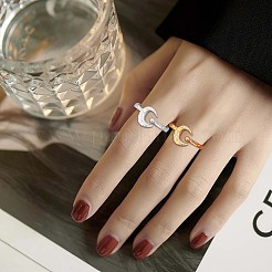 925 Sterling Silver Crescent Moon Open Cuff Ring for Women&nbsp;JR880A