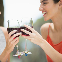 12Pcs 6 Colors Heart Alloy Enamel Wine Glass Charms&nbsp;AJEW-CA00012