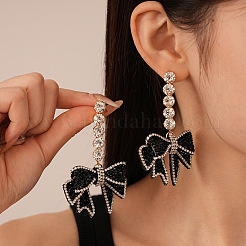 Bowknot Brass Rhinestone Dangle Stud Earrings&nbsp;FS-WGF8F1F-01