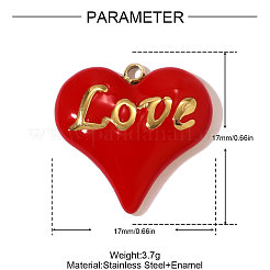 Valentine's Day 304 Stainless Steel Enamel Pendants&nbsp;STAS-OY008-05G