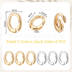 12Pcs 2 Colors Oval Brass Spring Gate Clasps&nbsp;KK-GA0002-16