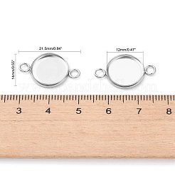 Tarnish Resistant Flat Round 304 Stainless Steel Cabochon Connector Settings&nbsp;STAS-E079-02
