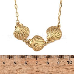 Ocean 304 Stainless Steel Shell Shape Pendant Cable Chain Necklaces for Women&nbsp;NJEW-JN06311-02