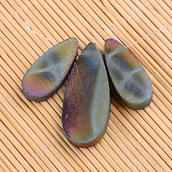 Natural Electroplate Agate Teardrop Pendants&nbsp;G-E327-13