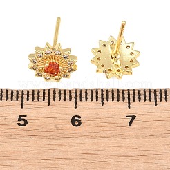 Brass Micro Pave Cubic Zirconia Stud Earrings for Women&nbsp;KK-A305-04G-01