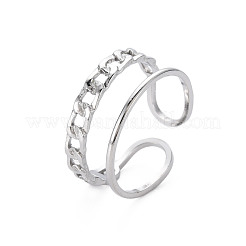 Non-Tarnish 304 Stainless Steel Curb Chain Shape Cuff Ring&nbsp;RJEW-N038-038P