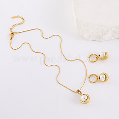 Round 304 Stainless Steel Hoop Earrings & Pendant Necklaces Sets&nbsp;BA0811-3