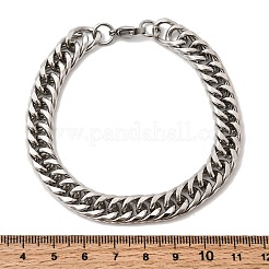 201 Stainless Steel Cuban Link Chains Bracelets for Women Men&nbsp;STAS-T077-21P-01