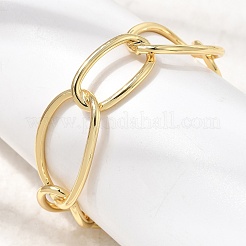 Brass Large Oval Link Chain Cuff Bangles for Women&nbsp;KK-CBACA61-04G