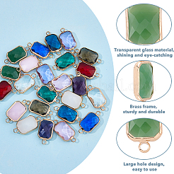 24Pcs 12 Colors Alloy Faceted Glass Connector Charms&nbsp;FIND-FI0001-08B