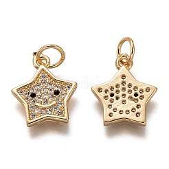 Brass Micro Pave Clear Cubic Zirconia Charms&nbsp;ZIRC-B002-52G