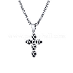 Gothic 304 Stainless Steel Pave Black Cubic Zirconia Pendant Necklaces&nbsp;WGE3449-01
