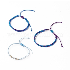 3Pcs 3 Style Plastic Braided Bead Bracelets Set&nbsp;BJEW-B065-10B