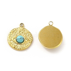 Natural Turquoise Flat Round with Eye Charms&nbsp;STAS-J401-VC559