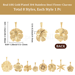 8Pcs 8 Styles 304 Stainless Steel Pendants&nbsp;STAS-BBC0007-59