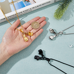 3Pcs 3 Colors Stainless Steel Boxing Glove Pendant Necklaces Set with Box Chains for Men&nbsp;NJEW-FI0001-25