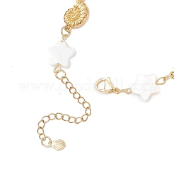 Natural Freshwater Shell Beads & Shell Shape 304 Stainless Steel Connector Charms Link Bracelets for Women&nbsp;BJEW-JB12216-01