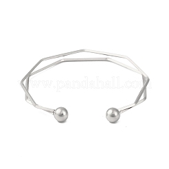 Non-Tarnish 304 Stainless Steel 2 Line Open Cuff Bangles for Women&nbsp;BJEW-S155-02P