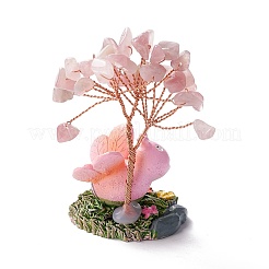 Natural Rose Quartz Chips & Resin Pedestal Display Decorations&nbsp;DJEW-A001-03D