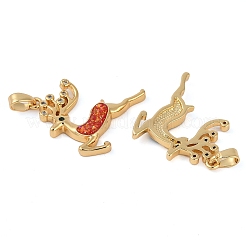 Chastmas Theme Brass Micro Pave Cubic Zirconia Pendants&nbsp;KK-U032-12G