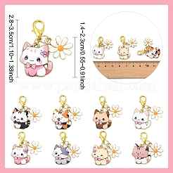16Pcs 8 Style Alloy Enamel Pendant Decorations&nbsp;HJEW-YW00223