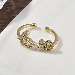 Brass Micro Pave Cubic Zirconia Cuff Rings&nbsp;RJEW-H256-03G
