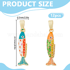 12Pcs 2 Colors Brass Enamel Pendants&nbsp;KK-DR0001-54