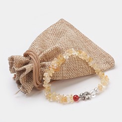 Natural Citrine(Dyed & Heated) Chips Stretch Bracelets&nbsp;BJEW-JB03718-03