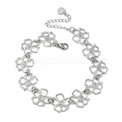 Hollow Hammered 304 Stainless Steel Link Chain Bracelets for Women&nbsp;BJEW-F539-01C-P