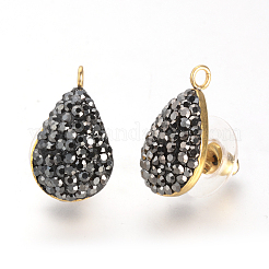 Polymer Clay Rhinestone Stud Earring Findings&nbsp;X-EJEW-S197-01