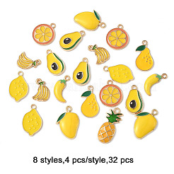 32Pcs 8 Styles Rack Plating Alloy Enamel Pendants&nbsp;ENAM-FP0002-90