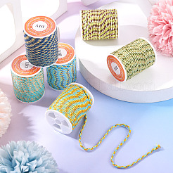 6 Rolls 6 Colors 4-Ply Polycotton Cord with Metallic Thread&nbsp;OCOR-TA0003-05A