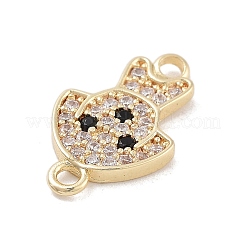 Brass Pave Clear & Black Cubic Zirconia Pet Puppy Connector Charms&nbsp;KK-Z061-01G-02