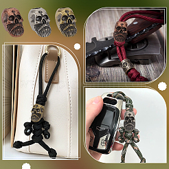 3Pcs 3 Colors Skull Brass Beads&nbsp;KK-FG0001-22