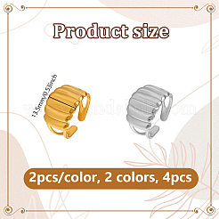 4Pcs 2 Colors Stainless Steel Geometry Cuff Rings for Women&nbsp;RJEW-GO0001-22
