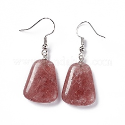 Natural Strawberry Quartz  Trapezoid Dangle Earrings&nbsp;EJEW-D188-02P-10