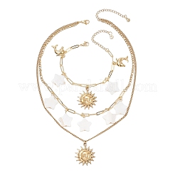 304 Stainless Steel Sun with Star & Dolphin Jewelry Sets&nbsp;SJEW-JS01353
