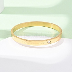 A Lifetime Lover 304 Stainless Steel Micro Pave Cubic Zirconia Hinged Bangles for Women&nbsp;BJEW-B161-12G-02
