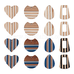 16Pcs 8 Style Resin & Wood Pendants&nbsp;RESI-BT0001-20