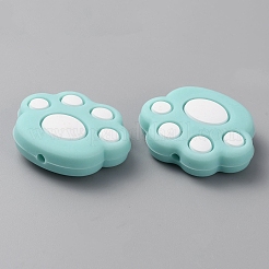 Paw Print Food Grade Eco-Friendly Silicone Focal Beads&nbsp;SIL-SZC0003-06E