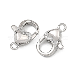 SHEGRACE Brass Micro Pave Clear Cubic Zirconia Lobster Claw Clasps&nbsp;XGRQ58424-754P