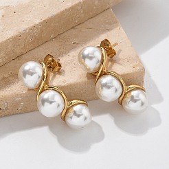 304 Stainless Steel Round Stud Earrings&nbsp;EJEW-L287-065G