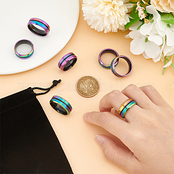 7Pcs 7 Size 304 Stainless Steel Grooved Finger Rings Set for Men Women&nbsp;RJEW-UN0002-70