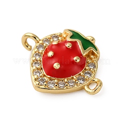 Brass Micro Pave Clear Cubic Zirconia Fruit Connector Charms&nbsp;KK-I276-15G-B01