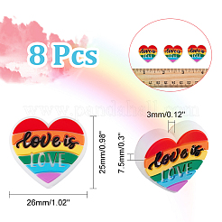8Pcs Pride Rainbow Theme Food Grade Eco-Friendly Silicone Focal Beads&nbsp;SIL-CA0001-34