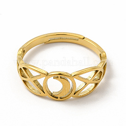 Ion Plating(IP) 304 Stainless Steel Crescent Moon Adjustable Ring for Women&nbsp;RJEW-B027-03G